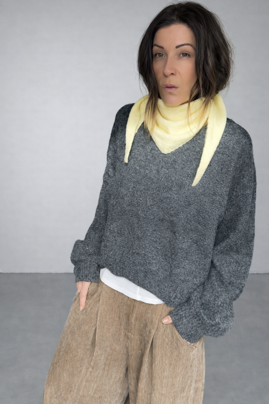 Pull oversize gris chiné ADAM