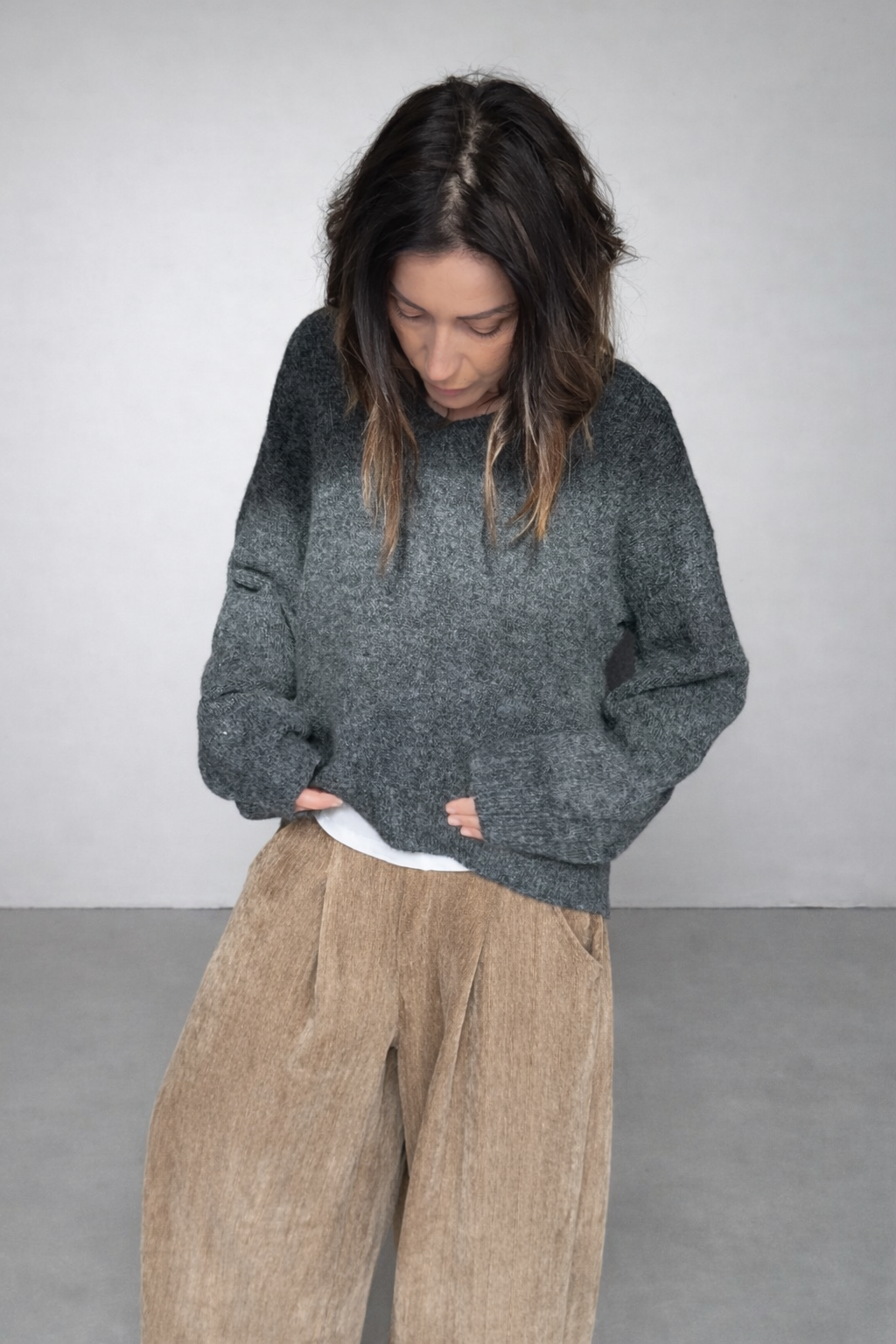 Pull oversize gris chiné ADAM