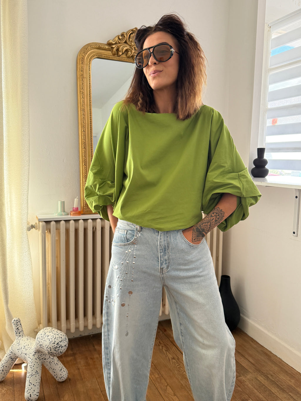 Blouse ISABELLE vert Pomme